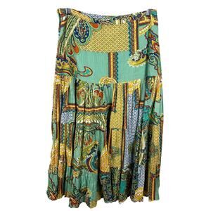 New Direction Women Size Small Bohemian Festive Paisley Pleated Maxi Flowy Skirt